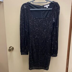 Black Sequin cocktail dress- perfect for Holiday Parties!